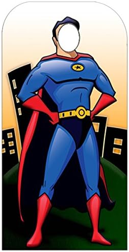 Superhero Stand-In Cardboard Cut Out | Ideal for Themed Parties - Superhero Stand-In, Superhero Cartoon Cutout, Cardboard Standee, Novelty Cutout