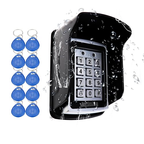 Aoamz Abrepuertas De Teclado De Control De Acceso Metálico Con Lector De Tarjetas Rfid Wg26, Para Sistemas De Control De Acceso Seguro, Tapas A Prueba De Viento Y Lluvia, 10 Llaveros Id De 125 Khz Aoamz Abrepuertas De Teclado De Control De Acceso Metálico Con Lector De Tarjetas Rfid Wg26, Para Sistemas De Control De Acceso Seguro, Tapas A Prueba De Viento Y Lluvia, 10 Llaveros Id De 125 Khz