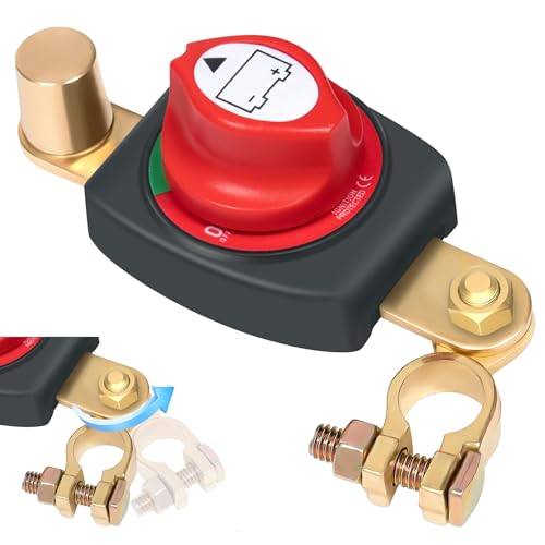 TZEKING Interruttore Stacca Batteria Regolabile 180°, Interruttore di Separazione, Per Auto, Moto, Roulotte, Camion