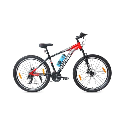 Image of Stryder 27.5T Krueger Mountain Cycle for Men & Women with Front Suspension and Dual Disc Brake | Multi- Speed Cycle - Ideal for 12+ Years (Frame: 18 Inches) (Black::Red)