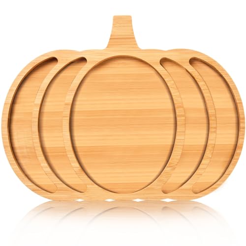 AWIZOM Pumpkin Wooden Serving Platter Thanksgiving Bamboo Serving...