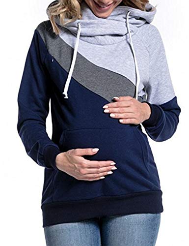 Image of Sexyshine Womens Breastfeeding Maternity Nursing Hoodie Sweatshirt Long Sleeve Patchwork Zipper Pullover Top