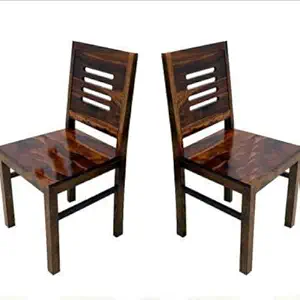 MURALICRAFT Solid Sheesham Wood Set of 2 Dining Chairs Only | Wooden Two Seater Dinning Chair for Kitchen & Dining Room | Rosewood, Walnut Finish (2 Seats)