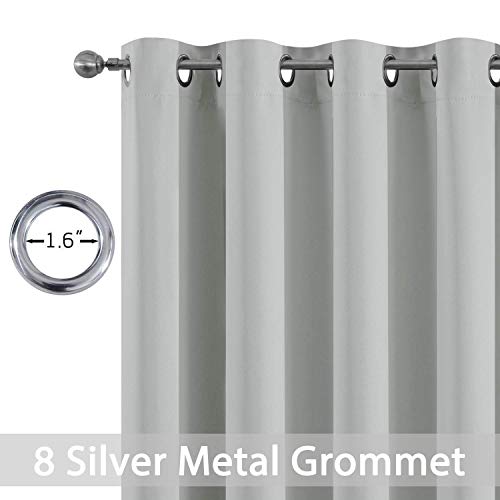 Yakamok Room Darkening Window Drapes Thermal Insulated Light Blocking Grommet Blackout Curtains for Bedroom(52Wx54L,Light Grey,2 Panels)