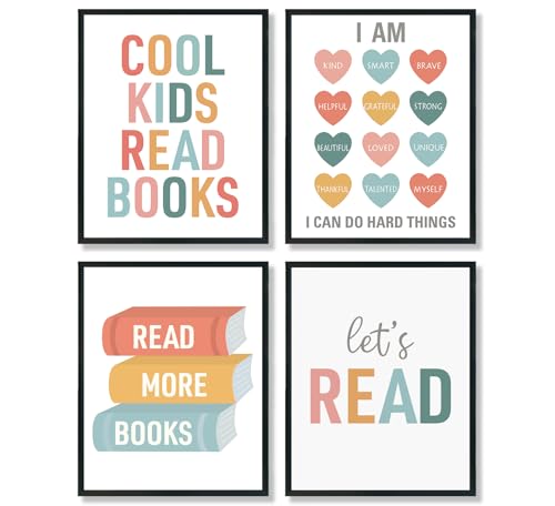 ULEGIE Cool Kids Read Book Wall Art Decor, Reading Corner