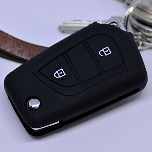 Key Soft Case Cover Housse de Protection pour Toyota Aygo Citroen C1 Voiture Peugeot 108 / Couleur: Noir Cover