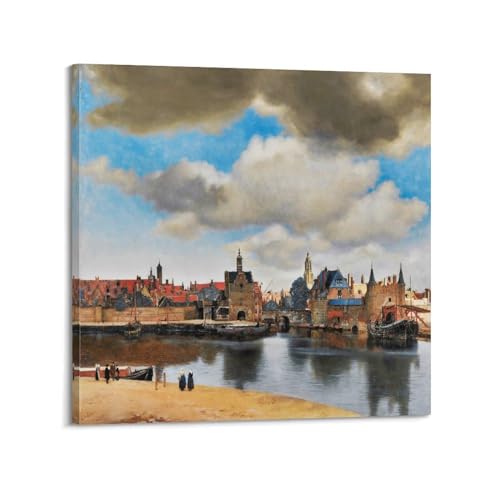 Toile Johannes Vermeer Vue de Delft tableau moderne 30x30 cm pour deco de chambre