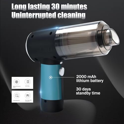 Image of GOPINATHECOM 3 in 1 Cordless Vacuum Cleaner with Air Blower and Duster | Rechargeable Handheld Vacuum for Car Home Keyboard Cleaning | Powerful Suction Lightweight Interior Cleaning Tool