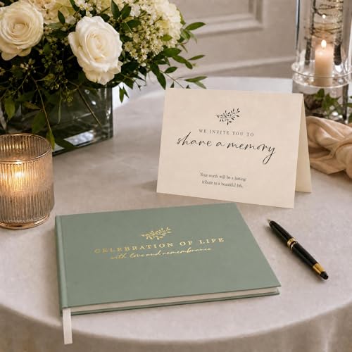 Image of ZICOTO Beautiful Funeral Guest Book for The Celebration of Life - The Perfect Hard Cover in Loving Memory Book with Ample Space to Sign in for Guests - Premium Craftsmanship for Honoring Loved Ones