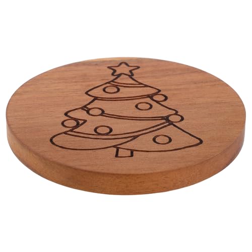 GALPADA 木製クリスマスツリーコースター 丸型耐熱ポットホルダー 滑り止めマット キッチン用アカシア木製トリベット ホリデーテーブル保