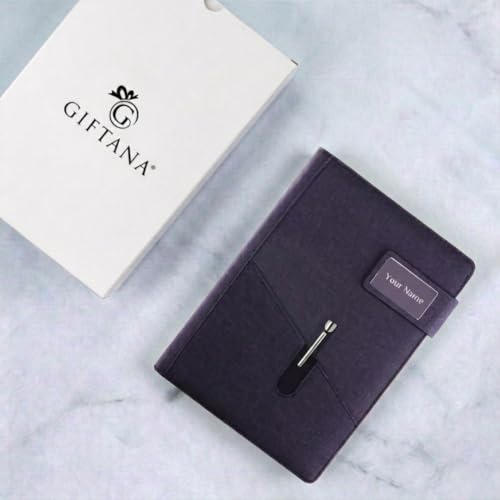 Image of Giftana Personalized Diary with Name, Personalized Office Planner Notebook Diary with Magnetic Lock, Corporate Gifts for Employee (Black)