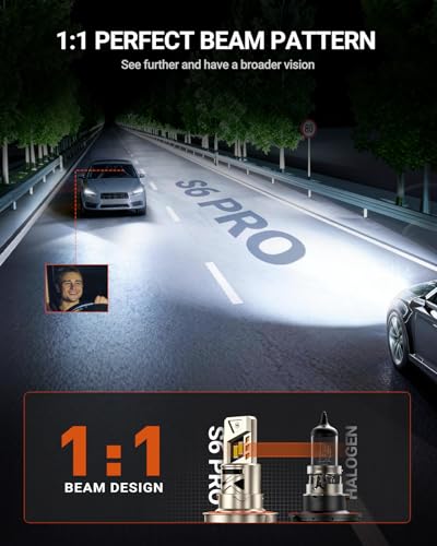 Image of SEALIGHT H13 /9008 Bulbs, 52,000LM 1000% Bright S6 Pro H13 Bulb with 2025 4th-Core LED Chips, Ultra 80,000hrs+ Lifespan 9008 Drving Light, 6500K White 1:1 Design Size Plug and Play Fog Light, Pack of 2