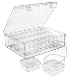 Bead Organizer Box, 30pcs Small Clear Plastic Storage Containers, Craft Storage Box Features Hinged Lid and Labels, Mini Boxes for Bracelets, Jewelry, Diamonds, Clay Beads, Screws, Seeds, Small Parts