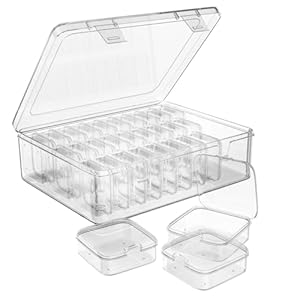 Bead Organizer Box, 30pcs Small Clear Plastic Storage Containers, Craft Storage Box Features Hinged Lid and Labels, Mini Boxes for Bracelets, Jewelry, Diamonds, Clay Beads, Screws, Seeds, Small Parts