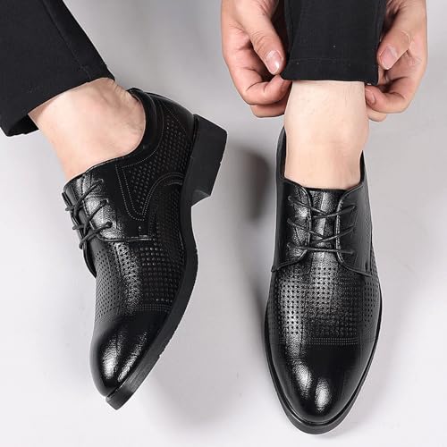 Mens Formal Dress Shoes for Men, Breathable Hollow Round Toe Lace-up Classic Formal Oxfords Leather Dress Shoes for Business Wedding2
