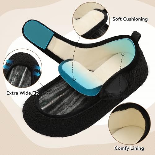 BARERUN Slipper Socks for Women Men Adjustable Rubber Sole Comfy Edema Cotton Womens Mens Bunion Neuropathy Hospital3