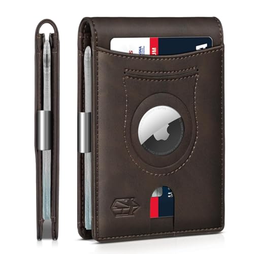Zitahli Airtag-Wallet-Men-Slim-RFID Carteira de couro com clipe para dinheiro, suporte para cartão de ar, presente duplo para homens