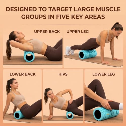 Image of DOLTAS Foam Roller for Back Pain Relief | High Density Deep Tissue Massage Roller for Muscle Recovery, Exercise & Stretching | Body Pain Relief Roller for Gym, Home Workout, Yoga & Physiotherapy | Blue