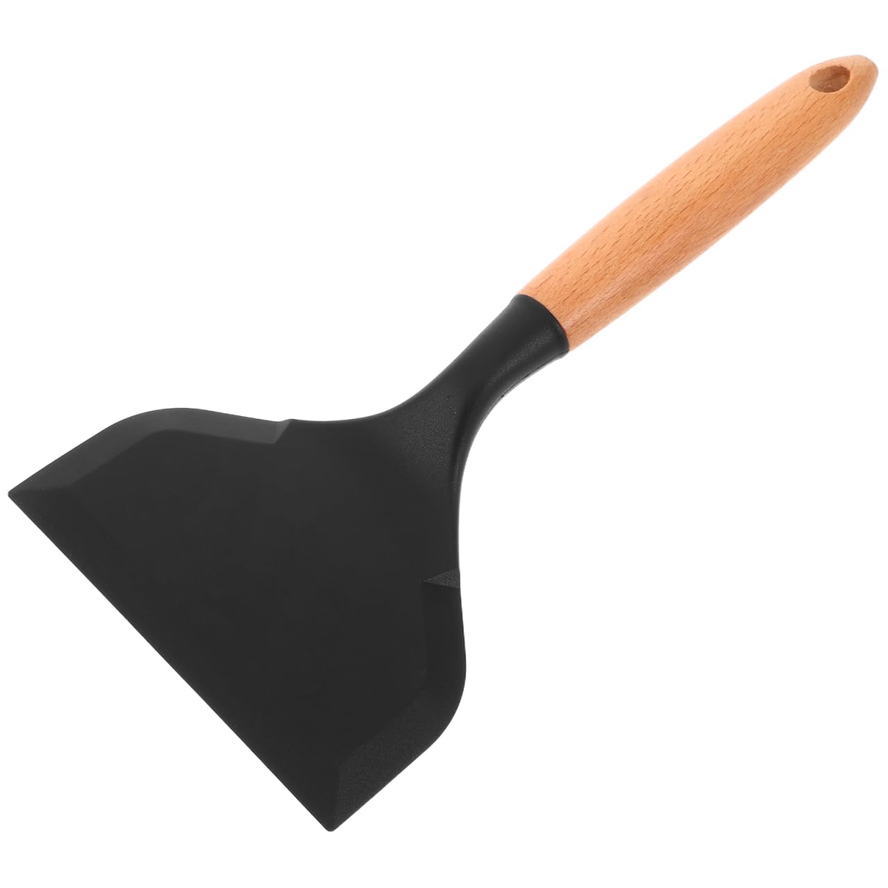 CHICAMPERA Silicone Spatula for Non-Stick Pans Wide Edge Turner with Wooden Handle 10.43In Cooking Utensil for Flipping Pancakes Fish Steak Kitchen Use