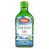 Carlson - Cod Liver Oil, 1100 mg Omega-3s, Plus Vitamins A and D3, Wild Caught Norwegian Arctic Cod Liver Oil, Sustainably Sourced Nordic Fish Oil Liquid, Green Apple, 250 mL (8.4 Fl Oz)