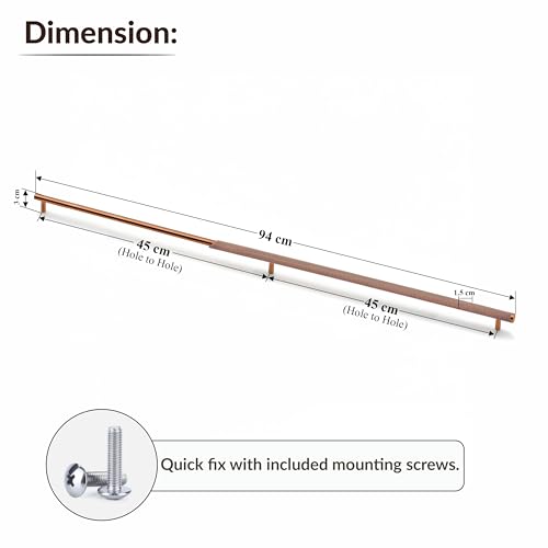 Image of Plantex Stainless Steel & Aluminium Cabinet Handle /900mm Wardrobe Handle for Home /Cupboard Door Pull-Push Handles for Hotel /Office - Pack of 1 (DTC-3960, Rose Gold)