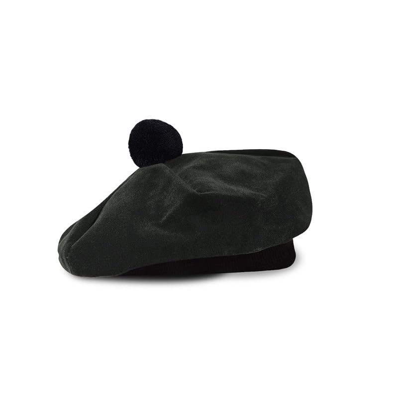 Image of Scottish Tam O' Shanter Hat Tartan Bonnet Pom Pom Wool Flat Cap One Size