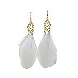 Estilo bohemio, fiesta temática, fiesta, boda, aretes de plumas, joyería de moda bohemia para mujer, accesorios de borla de boda.