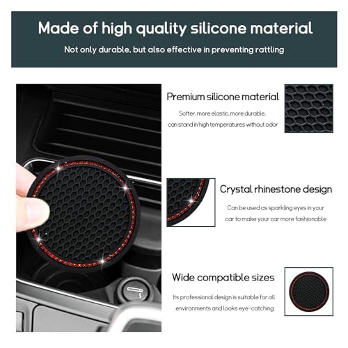 Portavasos para carro Dickno con 4 piezas brillantes miniatura 3