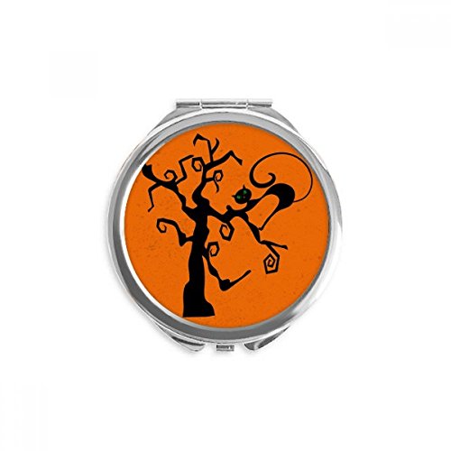 Miroir rond orange Halloween pour maquillage portable de poche de 2,6 pouces