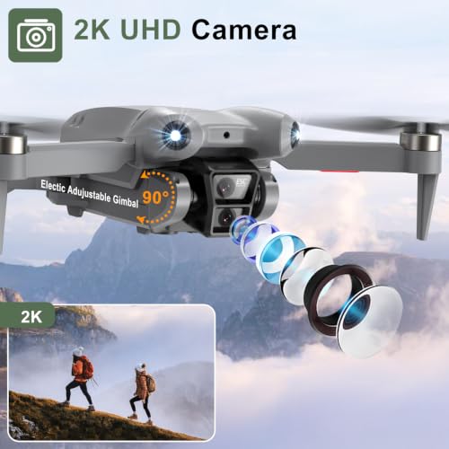 Image of PRO Drone with Camera for Adults 2k, Brushless Motors Drone for Kids Beginners, 40mins Flight Time with 2 Batteries, FPV Foldable RC Quadcopter, Toys Gifts for Teen Boys Girls, Beginner (Grey)