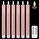 Eldnacele LED Stabkerzen mit Timerfunktion, flackernde Flamme LED Echtwachskerzen mit Fernbedienung, Rosa Stabkerzen led 6 Stück (2 x 25CM) für Weihnachtsdeko, Zimmer Deko, Hochzeit und Party
