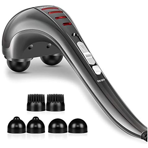 Hangsun Handheld Neck Back Massager for Pain Relief Deep Tissue, Electric Double Head Percussion Massage MG460 for Shoulder, Leg, Foot, Muscles, Full Body Cover
