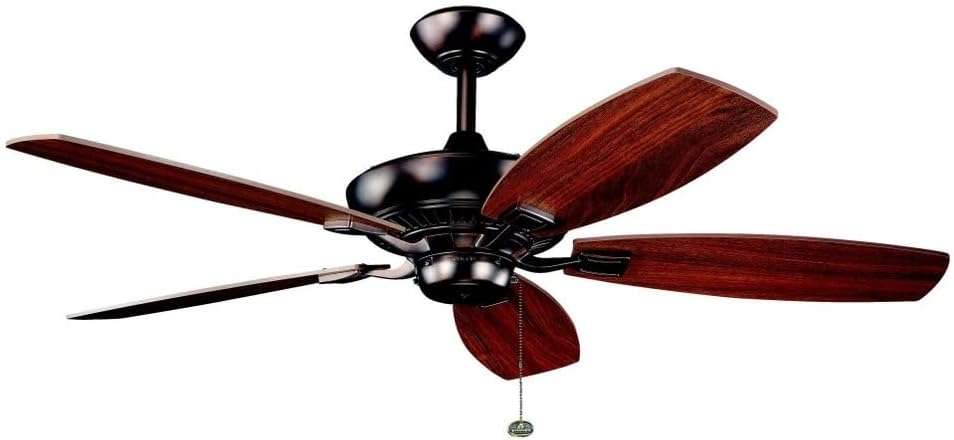 Kichler 300117OBB Canfield 52-Inch Ceiling Fan with Reversible Cherry/Walnut Blade, Oil Brushed Bronze
