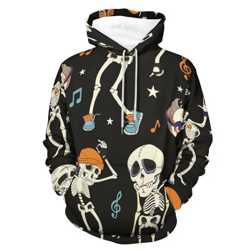 Hoodie musique squelette UMENG en taille S noir pull unisexe pour homme et femme