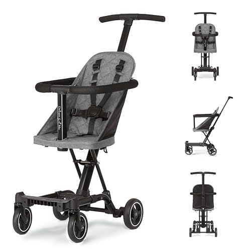 Dream On Me Coast Rider Travel Stroller – Grey, Lightweight & Compact Baby Stroller, Theme Park Approved, Book-Folding Design, Adjustable Handle, Soft-Ride Wheels, Converts to Rider & Scooter by Dream On Me - Used condition - CA$92.07
