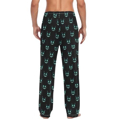 Men's Cheshire Cat Texture Pajama Pants with Elastic Waistband | Soft Lounge Sleepwear | Breathable Sleep Pants for Home（375）2
