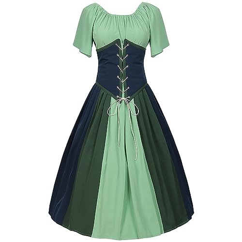 Robe médiévale rétro femme grande taille à lacets style swing asymétrique