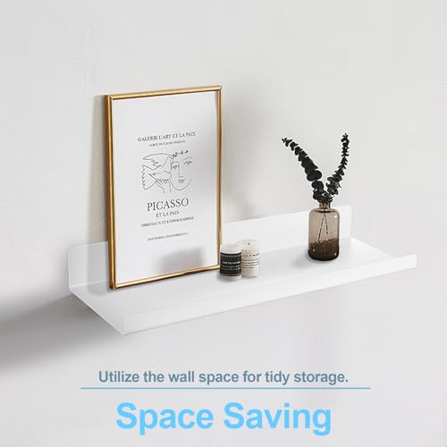 QJKEJI Petites Etagere Murale Blance, Petite Étagère Murale Etagere Blanc, Tablette Étagère Flottante Suspendue pour Salle de Bain Chambre à Couche Cuisine Bureau, 30x11.5x3.5 cm – vue 5