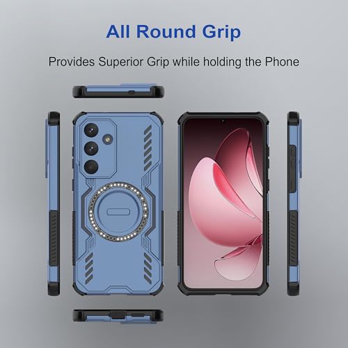 Image of amazon basics Back Case Cover for Samsung Galaxy S25 FE | Magnetic Case with Built-in Metal Ring | Supports Mag-Safe Charger, Wallet & Car Mount | Shockproof Hybrid PC + TPU | Blue
