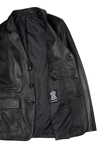 Image of fjackets Mens Leather Blazer Jacket - Real Lambskin Leather Sport Coat, 2-Button, Fully Lined, Business to Weekend