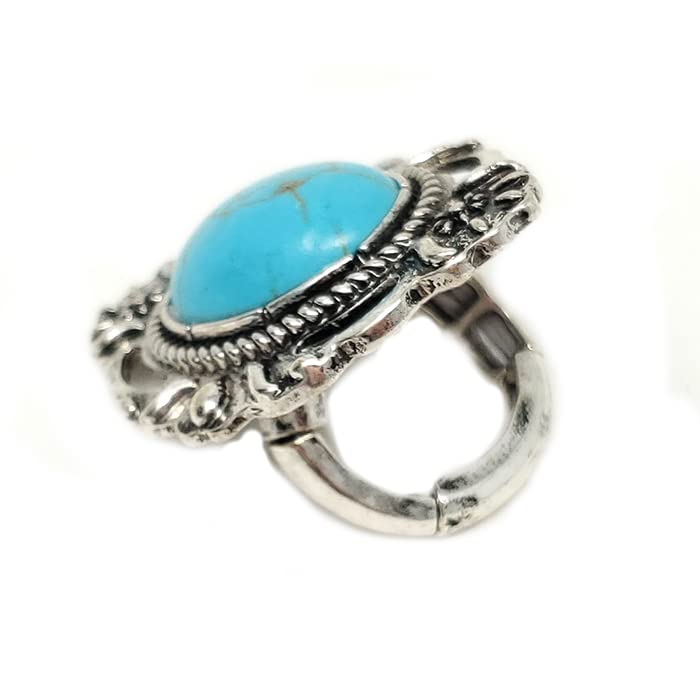 Emulily Western Concho Stretch Ring (Turquoise) Boho4