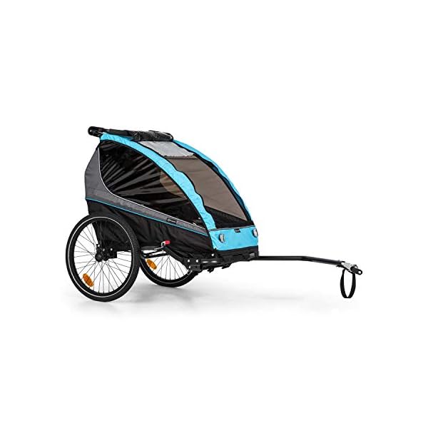 Klarfit Kiddy King Fahrradanhänger für Kinder, Lastenanhänger Fahrrad, 2-Sitzer max. 40 kg, 2-in-1, nutzbar als Jogger…