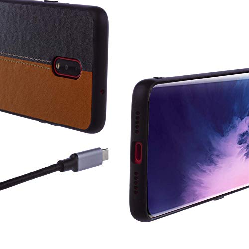 Lilware Bicolor PU Leather Phone Case for OnePlus 7. Brown/Black - Image 3