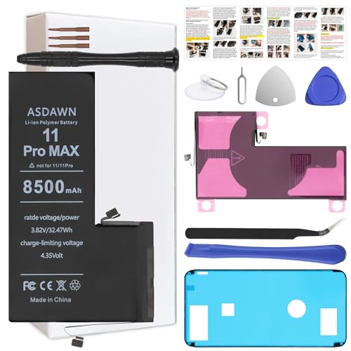 ASDAWN 8500mAh Battery for iPhone 11 Pro Max A2218 A2161 A2220 (Not for 11/11 Pro) Upgraded Higher Capacity for iPhone 11 Pro Max Battery Replacement