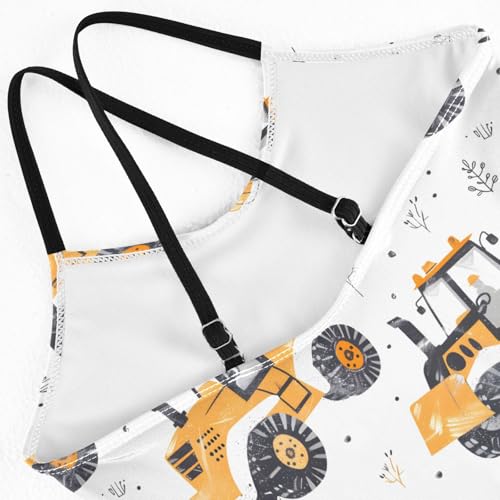 ALAZA Yellow Truck Girls Swimsuit Bathing Suit Beach Swimwear One Piece 3-10T4