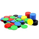 Qierlean 100 Pieces Counters Counting Chips Plastic Markers Multi Colors for Bingo Chips Game Tokens