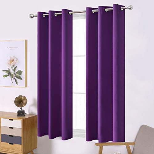 Image of LEMOMO Purple Blackout Curtains 40 x 63 Inch Length /Set of 2 Curtain Panels /Thermal Insulated Room Darkening Blackout Curtains for Bedroom