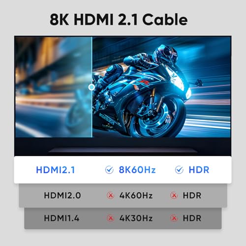 Image of High Speed HDMI eARC /ARC Cable 10 FT for Soundbar to TV, 8K HDMI to HDMI 2.1 Cable 8K@60Hz & 4K@240Hz with Dolby Atmos, DTS:X audio, HDR, eARC, VRR for PS4 /PS5, TV,Xbox Series X, Switch, PC, Monitor