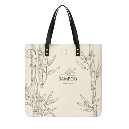 Sac à main shopper imprimé feuille rétro style vintage femmes grand tote bag 39x39cm