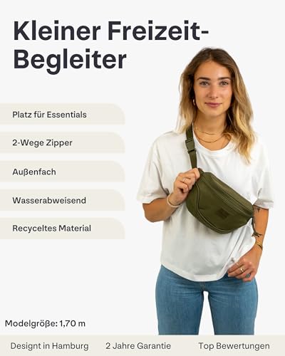 JOHNNY URBAN Bauchtasche Damen & Herren Grün - Ben - Gürteltasche aus für Alltag, Festival & Sport - Hochwertige Hip Bag Crossbody Tasche - Wasserabweisend